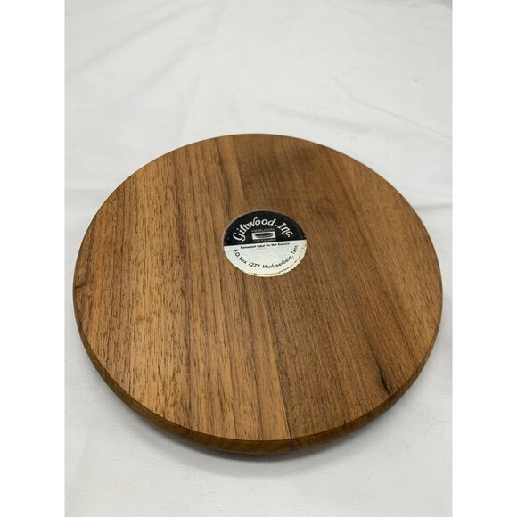 Wood Trivet with Ceramic Purple and Yellow Floral Trivet Giftwood Inc Tenn - Picture 4 of 5